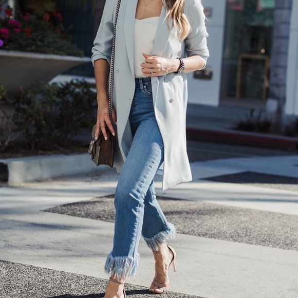 For The Republic Denim - For The Republic • Distressed Fringe Hem Stretchy Denim Jeans